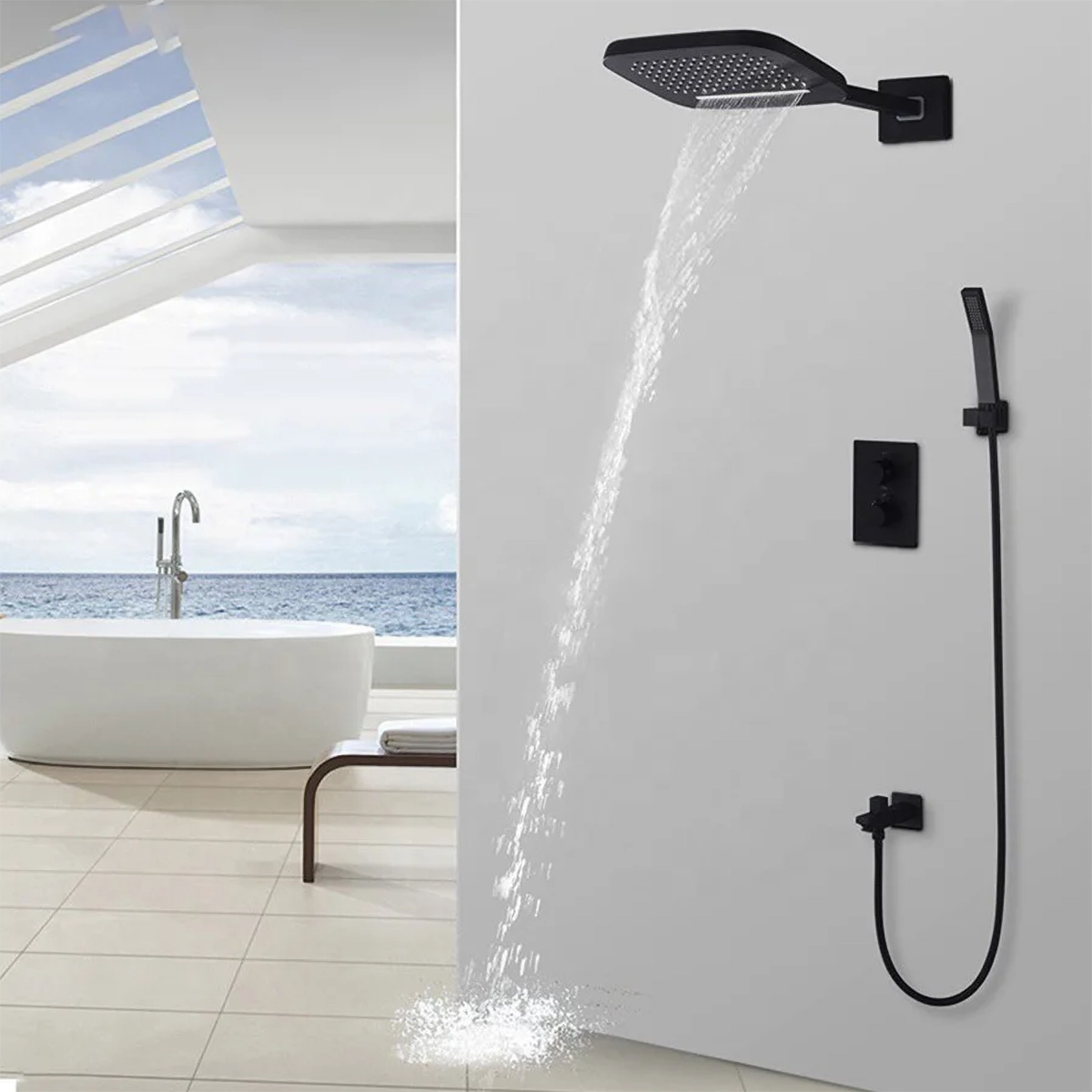 Douche encastrée noire Eres
